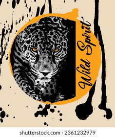 geometric graphic textile leopard face brush wild spirit slogan pattern background texture abstract design print