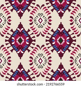Geometric ikat oriental pattern traditional textile Design for background, carpet, wallpaper, clothing, wrapping, Batik, fabric, illustration ikat Indian style. Seamless pattern. textile print. boho.