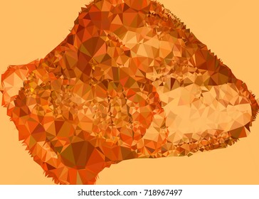 Geometric low polygonal background. Abstract mosaic backdrop in yellow color. Design element for book covers, presentations layouts, title backgrounds. Raster clip art.