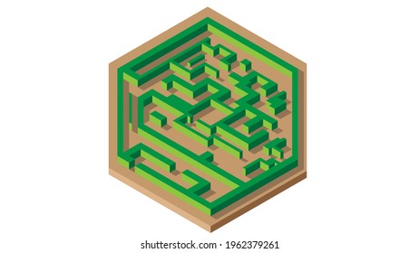 A Geometric Maze. Made Of Green Hedge  