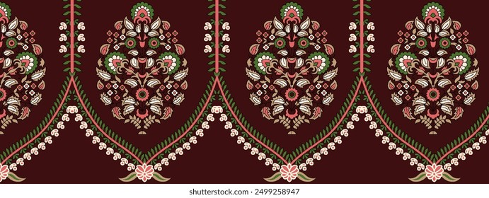 Geometric motif element solid color border brand style border ethnic floral pattern digital motifs seamless floral Mughal motif and flower design