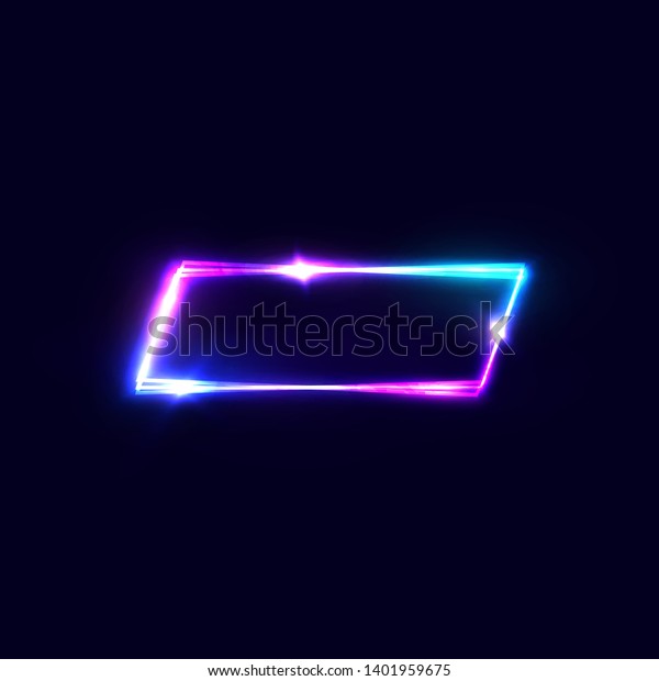 Geometric Neon Banner On Blue Dark Stock Illustration 1401959675