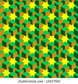 Geometric optical art background in warm yellow and green.