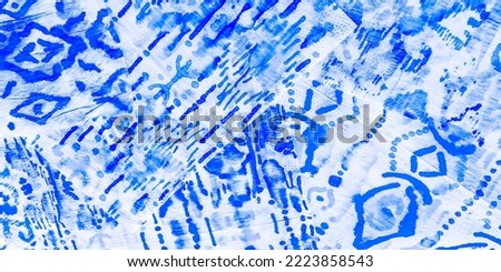 Geometric Painting. Blue Retro. Watercolor Shibori. Aqua Geometric Print. Black Scandinavian Watercolor Style. Ikat Print.