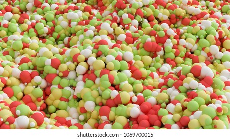 Geometric particle multicolor background. 3d illustration, 3d rendering.