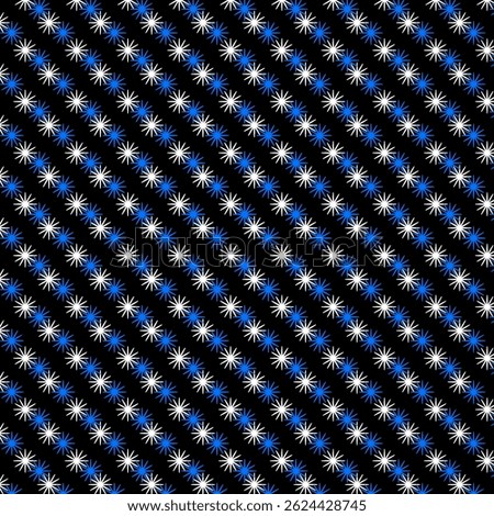 Geometric pattern based on three-pointed stars on a white background Seamless in one direction Average fade out Optical halftone effect. Bright star icons, bright icon, stars, glitter.
