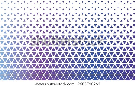 A geometric pattern of equilateral triangles arranged in horizontal rows. The triangles transition in color from a light blue on the left to a deep purple on the right.