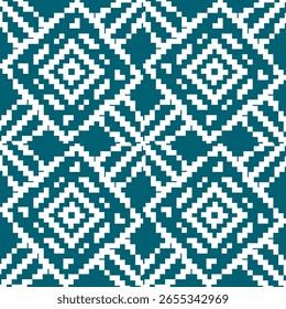 Geometric pattern featuring a series of stylized diamond shapes and angular motifs. 