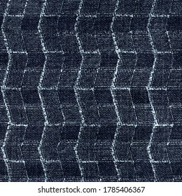 The geometric pattern with lines. Seamless  background. White and denim blue texture. Graphic modern pattern. Simple lattice graphic design