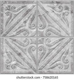 Geometric pattern on ceramic and marble tile seamless texture, 3d illustration