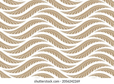 The geometric pattern with wavy lines. Seamless background. White and beige texture. Simple lattice graphic design
