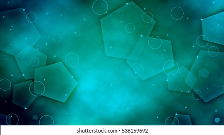 Geometric Pentagon And Circle Shapes Abstract Background With Dark Teal Color Backdrop