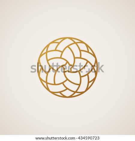 Geometric round Eastern star logo. Circular arabic ornamental symbol. Islam floral element for design. Raster copy logo