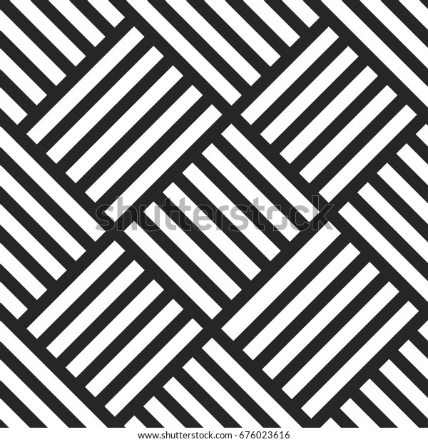 幾何学的なシームレスなパターン 白黒のストライプ背景 無限の籐のテクスチャー のイラスト素材