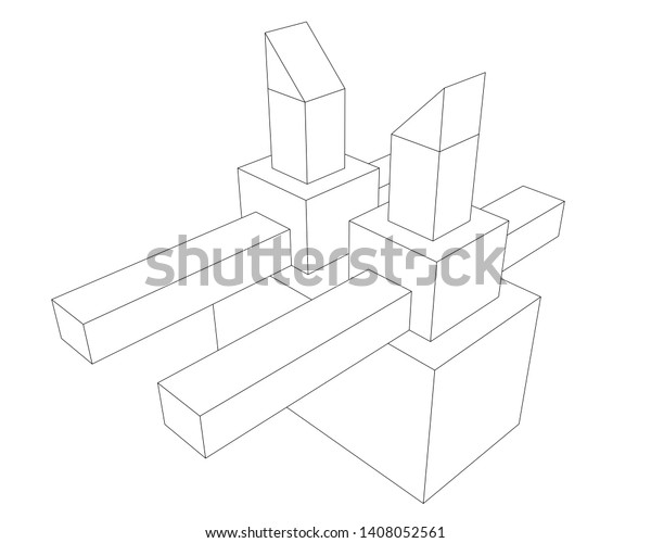 Geometric Shapes Line Drawing Structure Created Stock Illustration 