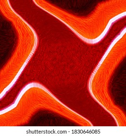 geometric shapes patterns and designs in vivid red and orange with dark and white edging