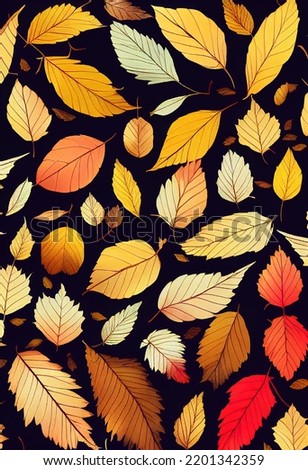 Image, Stock Photo Yellow-orange autumn leaves on blue background