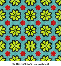 	
Geometric square patterns, designed fabric patterns, background, flowers