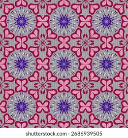 	
Geometric square patterns, designed fabric patterns, background, flowers