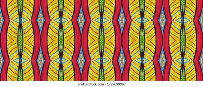 Geometric wallpaper. Yellow. Good Gouache drawn. Watercolor Blur Threadbare textile. Seamless color. Motley background. Dashiki print. Lilac, Crimson and light.