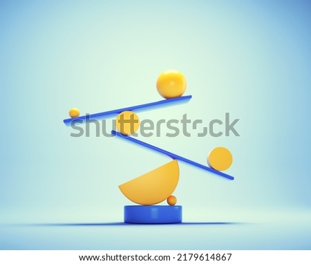 Geometrical elements on balance. Impossible equilibrium. This is a 3d render illustration