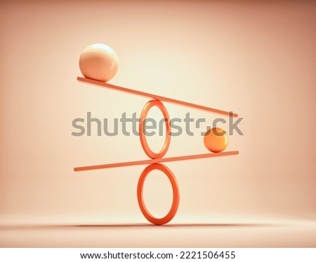 Geometrical elements on balance. Impossible equilibrium. This is a 3d render illustration