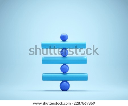 Geometrical elements on balance. Impossible equilibrium. This is a 3d render illustration