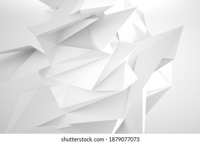 Geometrical Shapes Background. Black And White Minimalist Tech Wall. Abstract 3D Backdrop.