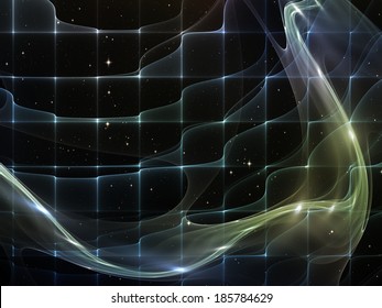 Geometry of Space series. Background design of conceptual grids, curves and fractal elements on the subject of physics, mathematics, technology, science and education