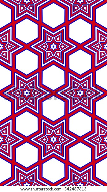 geometry vertical\
banner. seamless. blue, red color. raster illustration. for design,\
textile,\
poligraphy,