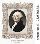 George Washington, 1st President of the United States illustration by Albert Newsam. Vintage art drawing illustration, George Washington painting art print. Vintage illustration of George Washington