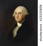 George Washington, by Gilbert Stuart, c. 1803-05, American painting, oil on canvas. In 1796 Washington sat for Stuart who created the famous, but never finished 