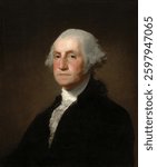 George Washington (c 1800) by Gilbert Stuart. Vintage portrait painting. Beautiful vintage portrait artwork.