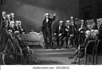 George Washington Presiding At The Convention Of 1787 To Revise The Articles Of Confederation, 1787