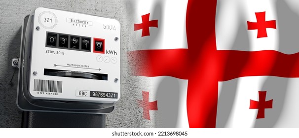 Georgia - Country Flag And Energy Meter - 3D Illustration