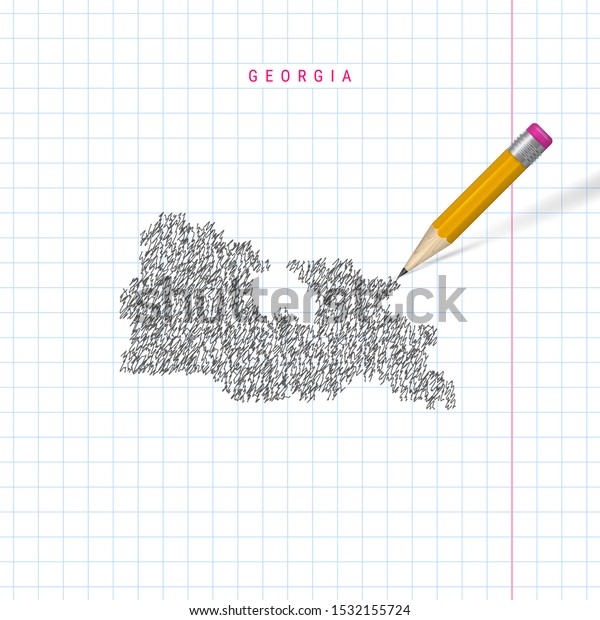 Georgia Sketch Scribble Map Drawn On Stock Illustration 1532155724 Shutterstock 2537