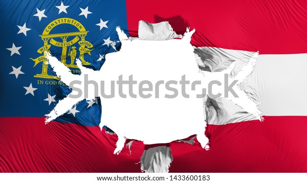 Georgia state flag with a big hole, white
background, 3d
rendering
