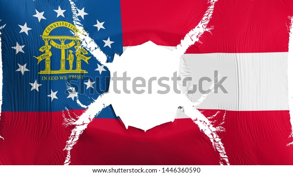 Georgia state flag with a hole, white\
background, 3d\
rendering