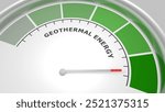 Geothermal energy value measuring device with arrow and scale. 3D render. 3D Illustration