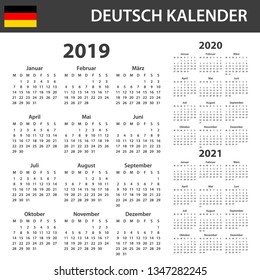 German Calendar 2019 2020 2021 Scheduler Stock Illustration 1347282245 ...