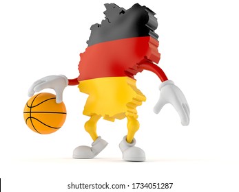Deutscher Basketball-Spieler auf weißem Hintergrund isoliert. 3D-Abbildung