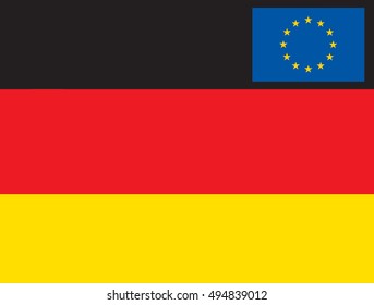 German Flag and small EU flag, background, texture