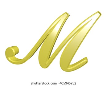 German Gold Mark Sign Isolated On White, 3d Illustration