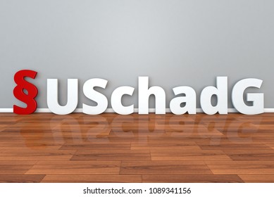German Law USchadG abbreviation for Law on the prevention and remedying of environmental damage 3d illustration - Shutterstock ID 1089341156
