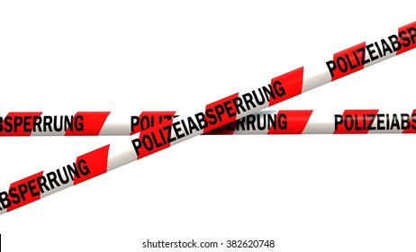 German Police Line Tape - Isolated On White