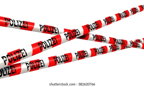 German Police Line Tape - Isolated On White