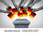 German Population Vote and Germany voting casting  ballotts for Chancellor candidate and representative elections in Europe as a European political election with 3D illustration elements.