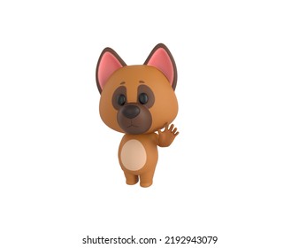 German Shepherd Dog Character Saying Hi In 3d Rendering.