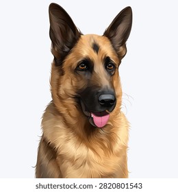 German shepherd dog portrait vector illustration isolated on white background
