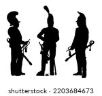 German trumpeters during the Napoleon War. Napoleon Bonaparte and his wars. Historical silhouette drawing.
